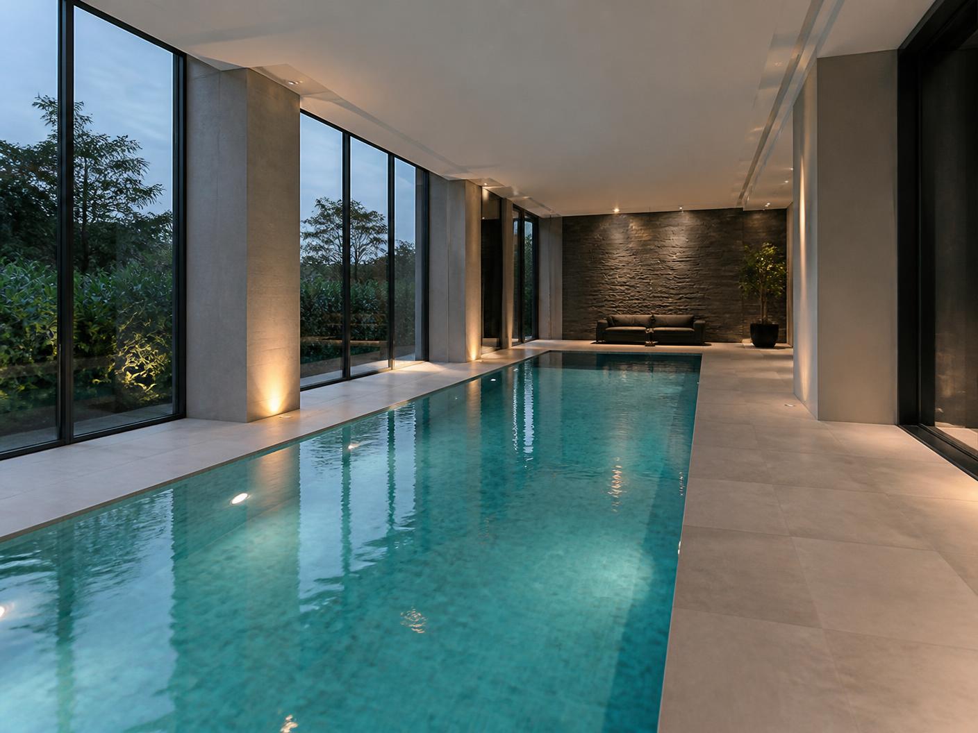 Residents' pool terrace within a Glass Orchid tower sky garden